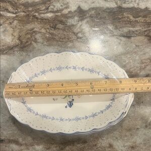Blue Floral Oval Serving Platter - Unbranded